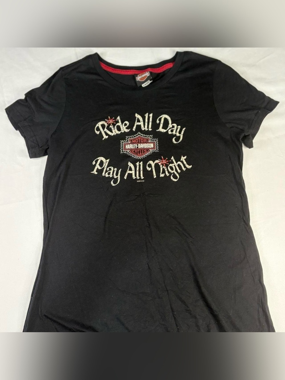Y2K Harley Davidson Rhinestone Women’s Tee | $20.99